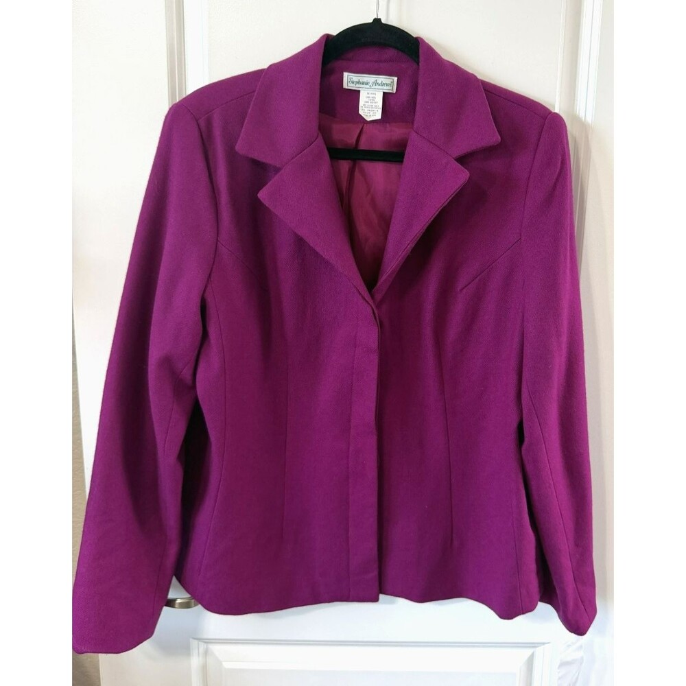 Vintage Stephanie Andrews Wool Blazer 16 Magenta Made USA NEW